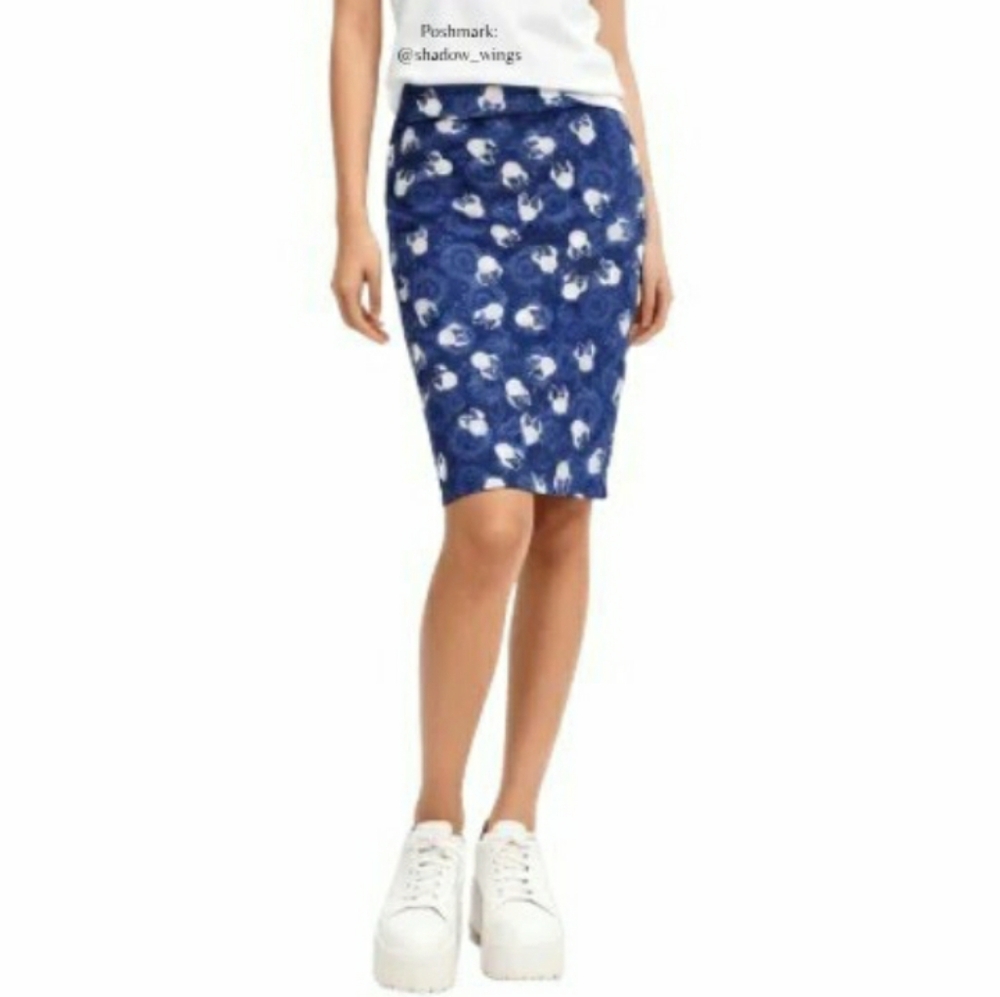 LuLaRoe Disney Blue Minnie Mouse Print Cassie Pencil Skirt - Size Medium - Picture 2 of 10